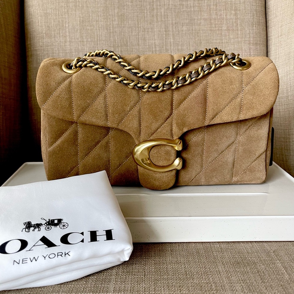 Coach Tan Shoulder Bag with Gold Accents